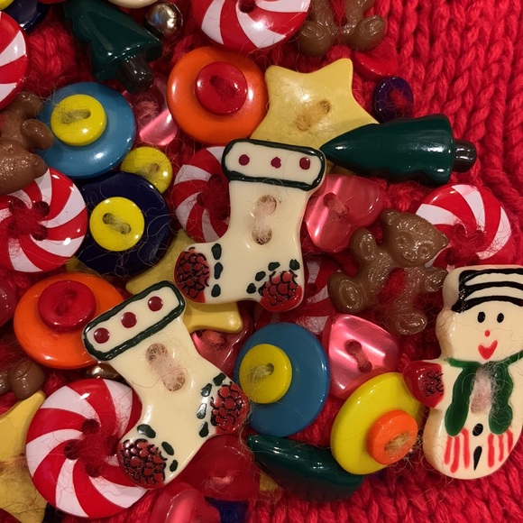 Vintage Marisa Christina Christmas Tree Button Red Sweater Size M 2001 - Picture 6 of 8